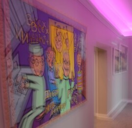 Art on hallway walls